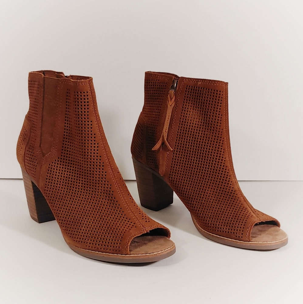 Toms cinnamon Majorca peep toe booties